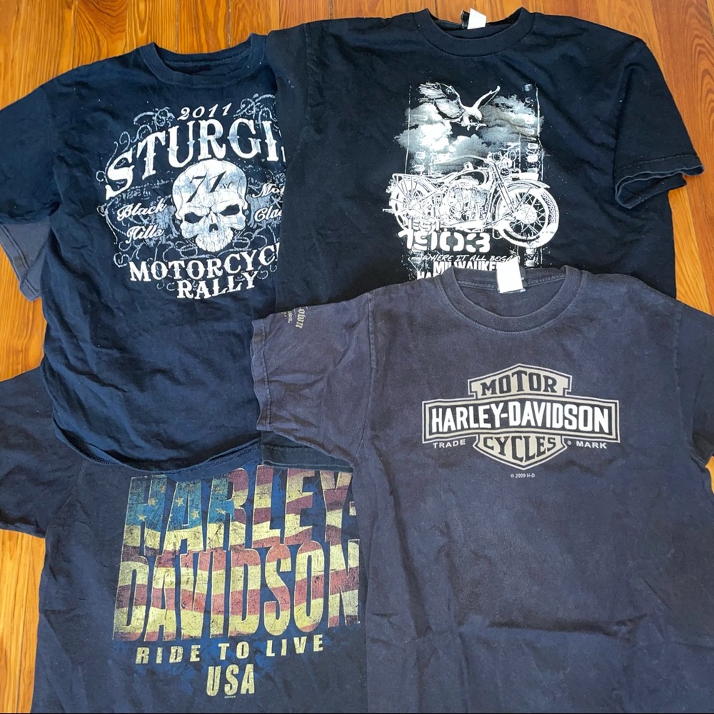 Lot of 4 Biker Tees Harley Sturgis L/XL